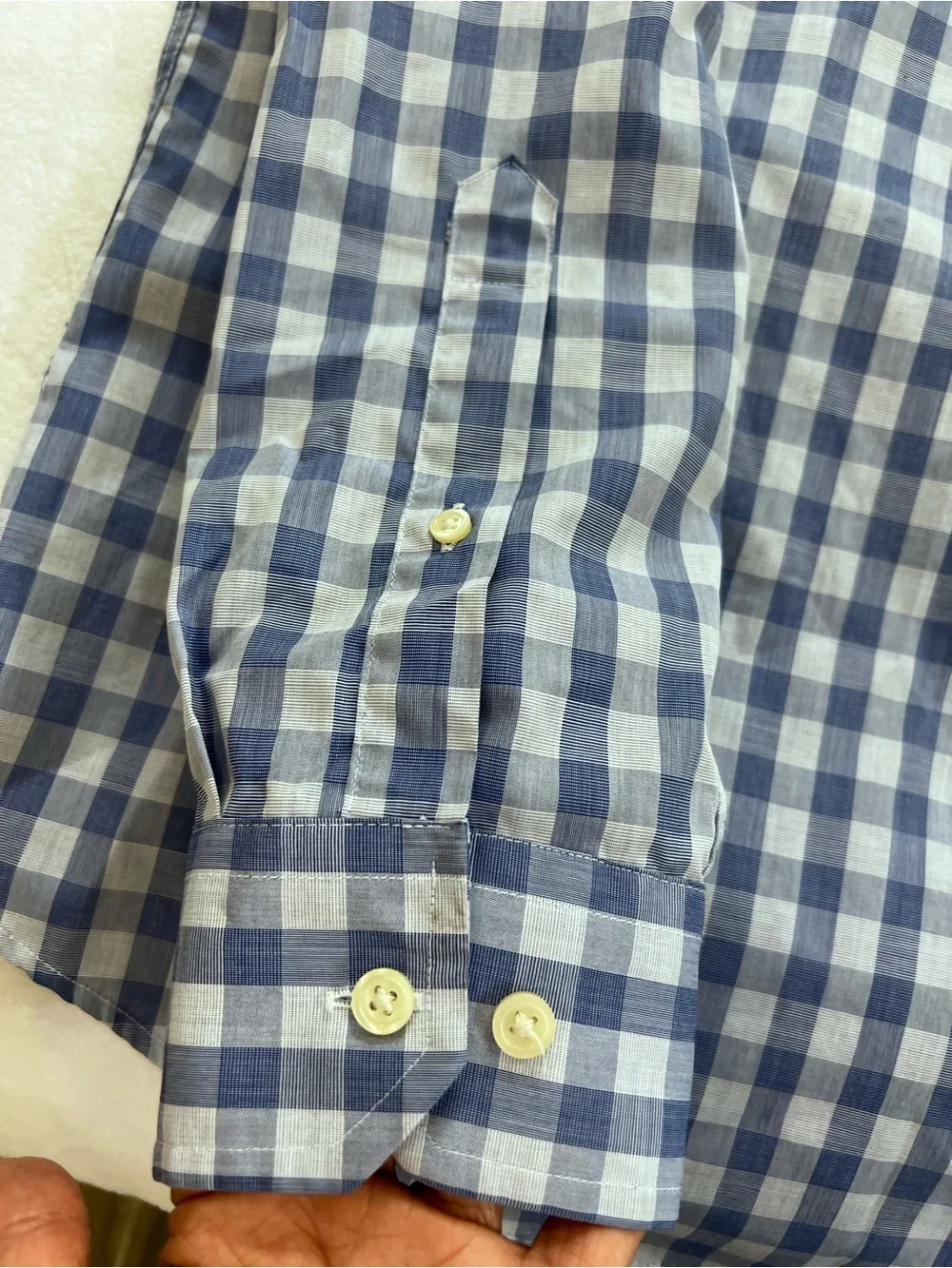 Banana Republic Blue & White Gingham Tailored Slim Dress Shirt